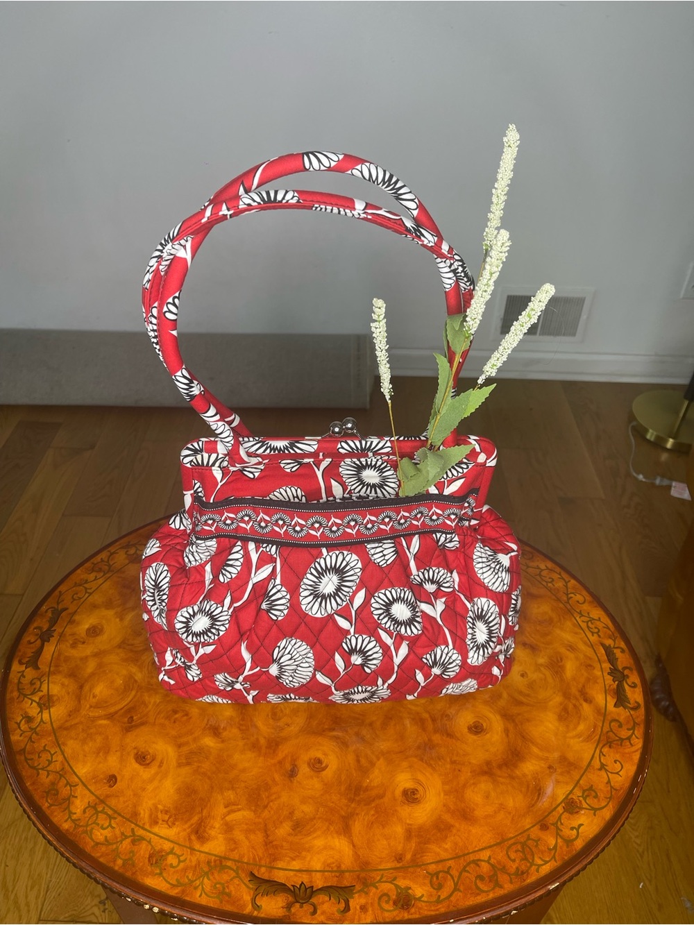 Vera Bradley Red Floral Quilted Shoulder Bag